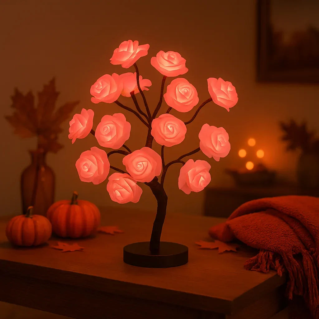 Dekorativer LED-Blumenbaum mit rosa Blüten für stimmungsvolle Innenbeleuchtung 40cm | Sansoti