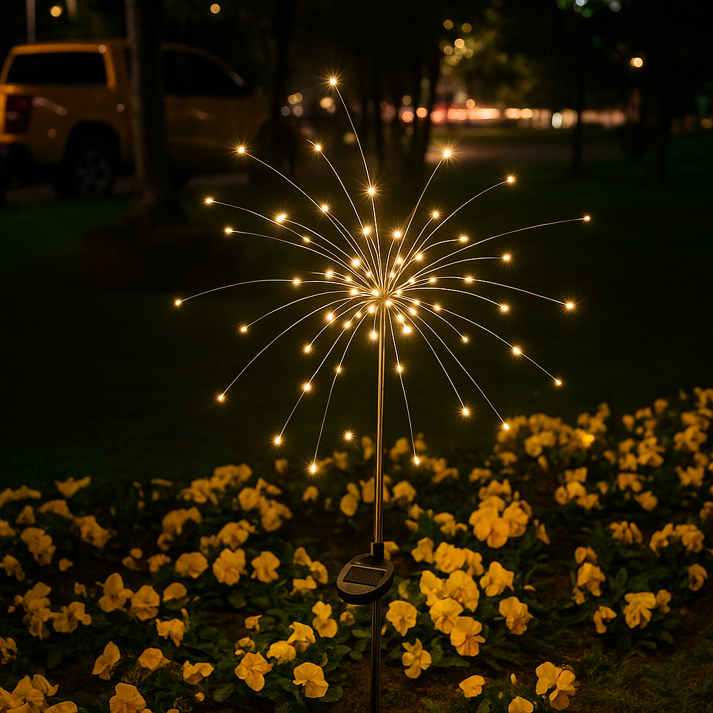 Solar Garden Lights with LED Firework Effect, Flexible Arms, Weatherproof Decorative Outdoor Garden Lighting | Sansoti