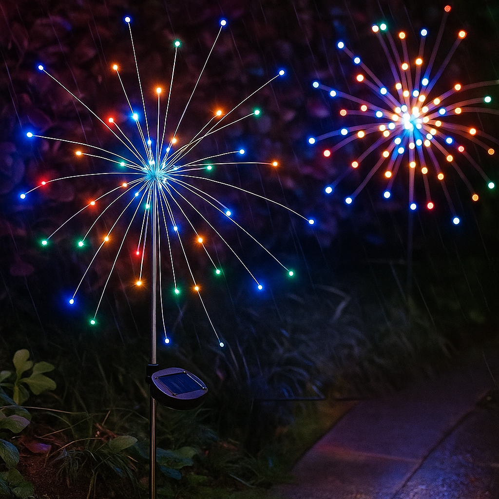 Solar Garden Lights with LED Firework Effect, Flexible Arms, Weatherproof Decorative Outdoor Garden Lighting | Sansoti