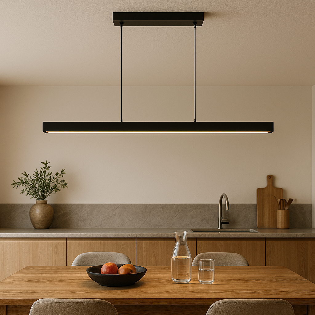 Scandibeam pendant lamp LED 3000K black dining table linear lighting modern minimalist | Sansoti