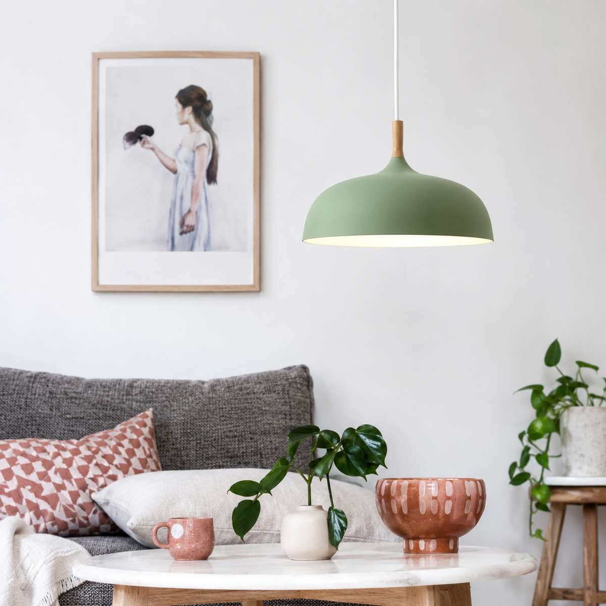 Hanglamp met Verstelbare Hoogte en Aluminium Kap voor Tafel, Keuken, Eetkamer, Leeshoek en Slaapkamer Sfeerverlichting | Sansoti