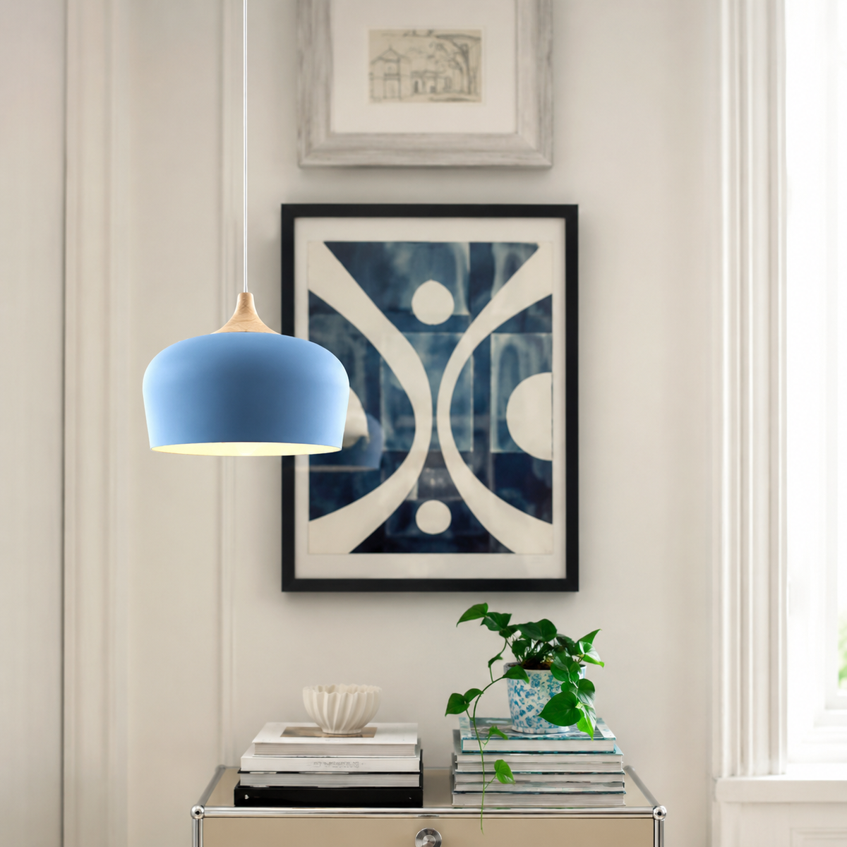 Hanglamp met Verstelbare Hoogte en Aluminium Kap voor Tafel, Keuken, Eetkamer, Leeshoek en Slaapkamer Sfeerverlichting | Sansoti