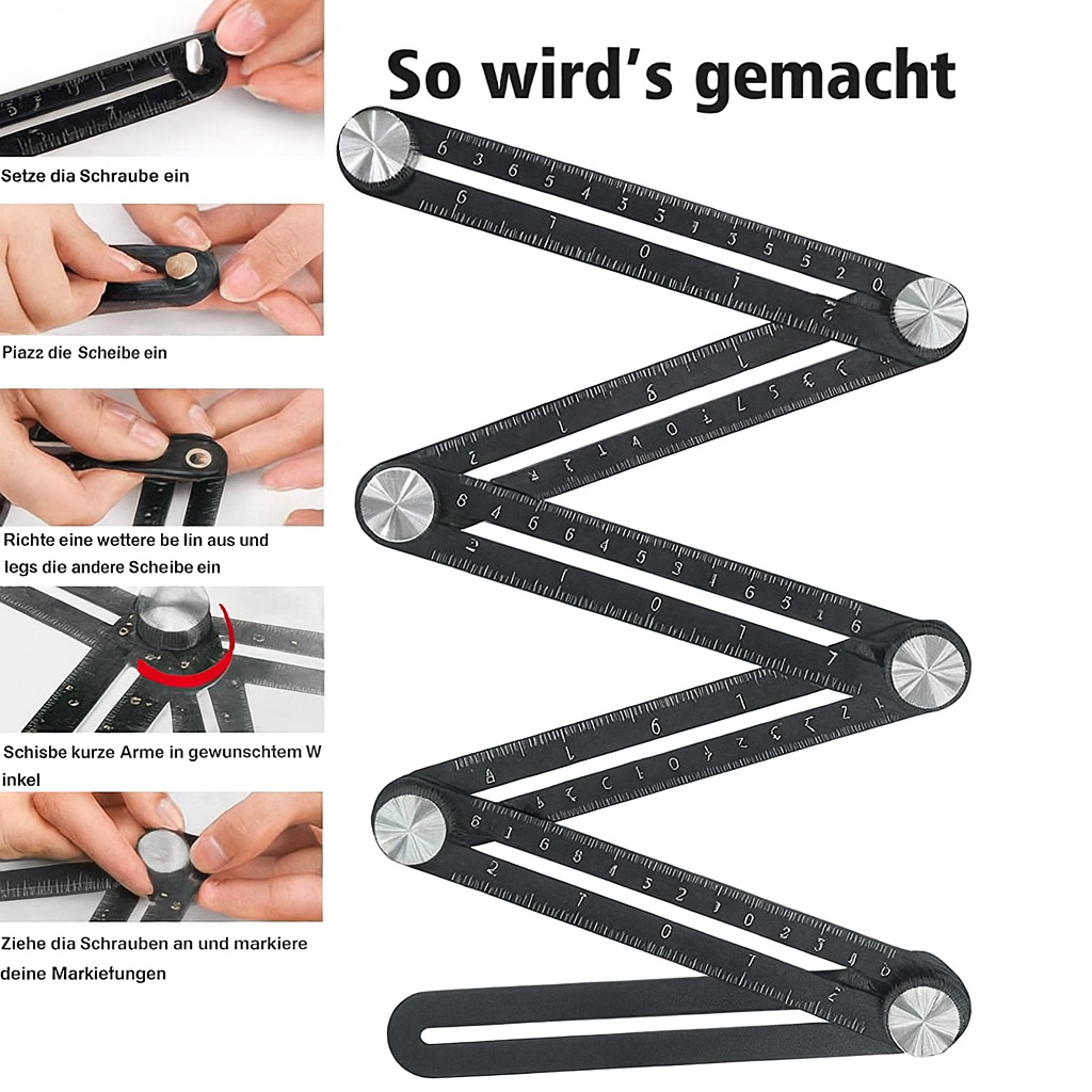 Verstelbare hoekmeter voor doe-het-zelvers met 6 of 12 flexibele segmenten voor nauwkeurig opmeten van hoeken | Sansoti