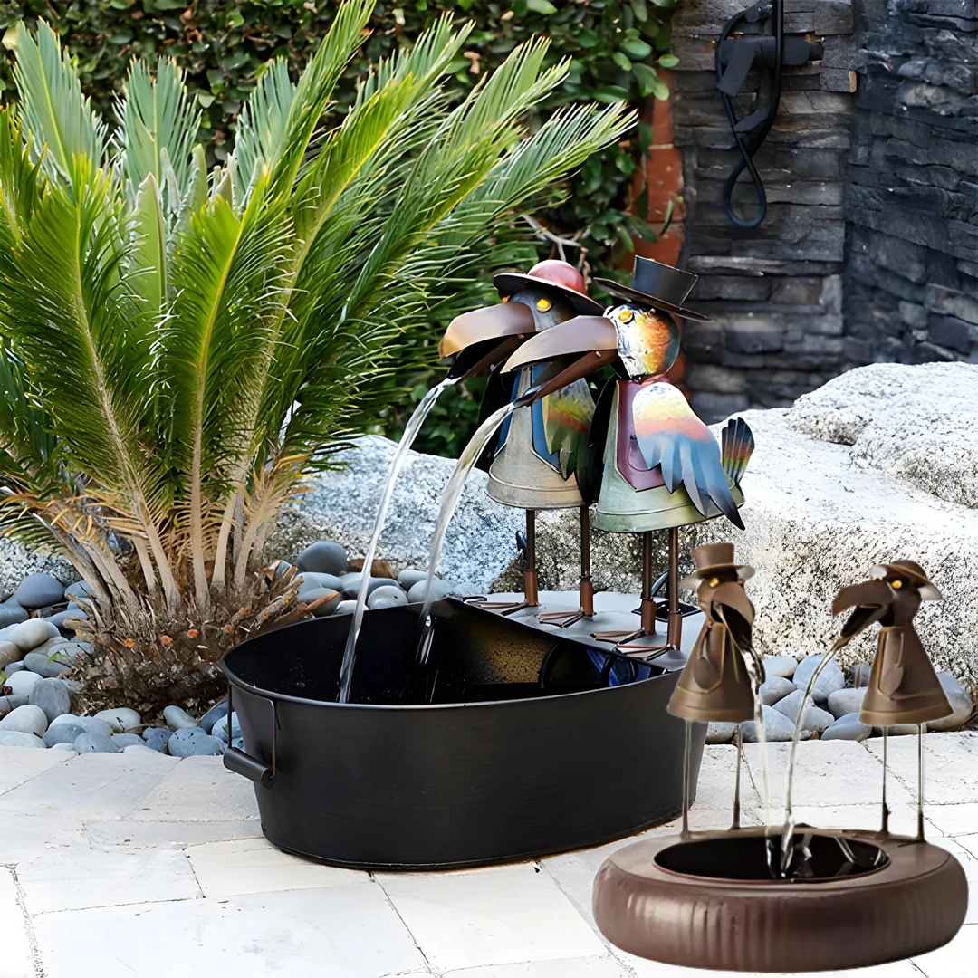 Water Fountain Animal Figure Polyresin with Pump Garden Terrace Outdoor | Sansoti