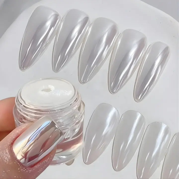 Chrome Powder for Nails Silver – Mirror Effect Nail Powder for Gel and Acrylic | Sansoti