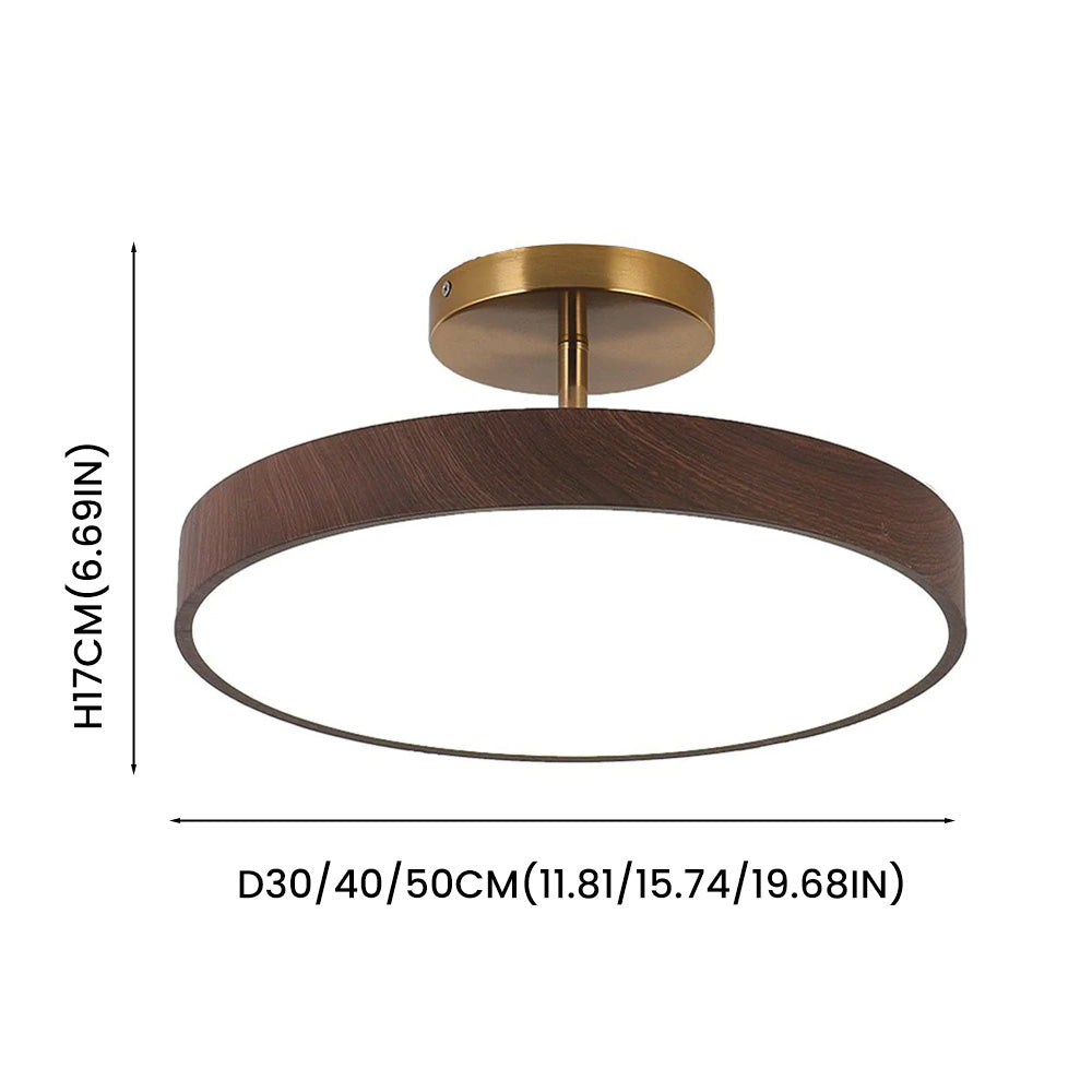 LED Deckenleuchte Holzoptik Gold Rund Halbaufbau Wohnzimmer Schlafzimmer Esszimmer Design Deckenbeleuchtung | Sansoti