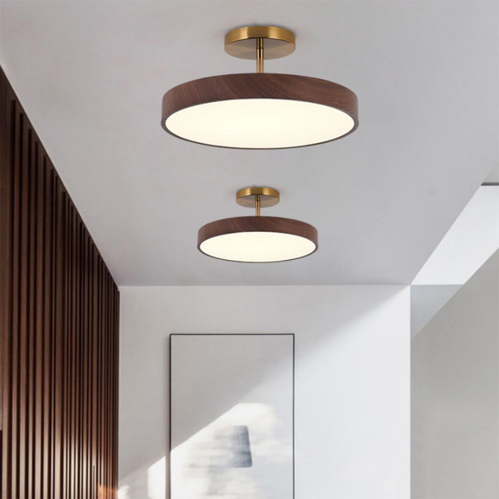 LED Deckenleuchte Holzoptik Gold Rund Halbaufbau Wohnzimmer Schlafzimmer Esszimmer Design Deckenbeleuchtung | Sansoti