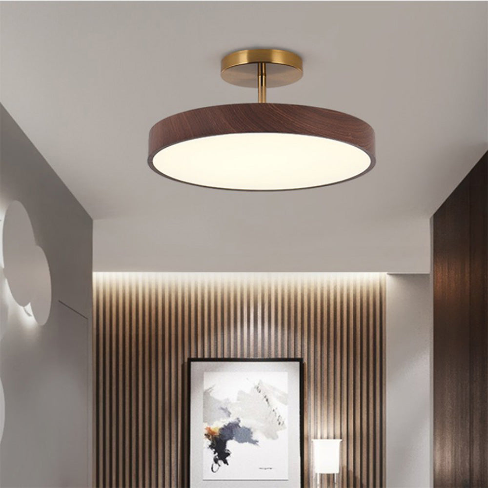 LED Deckenleuchte Holzoptik Gold Rund Halbaufbau Wohnzimmer Schlafzimmer Esszimmer Design Deckenbeleuchtung | Sansoti
