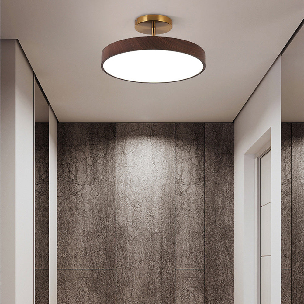 LED Deckenleuchte Holzoptik Gold Rund Halbaufbau Wohnzimmer Schlafzimmer Esszimmer Design Deckenbeleuchtung | Sansoti