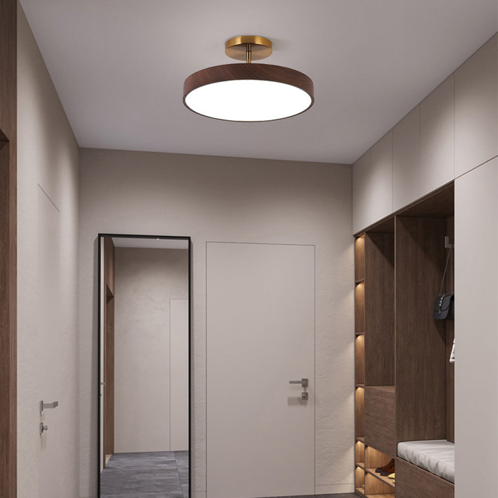 LED Deckenleuchte Holzoptik Gold Rund Halbaufbau Wohnzimmer Schlafzimmer Esszimmer Design Deckenbeleuchtung | Sansoti