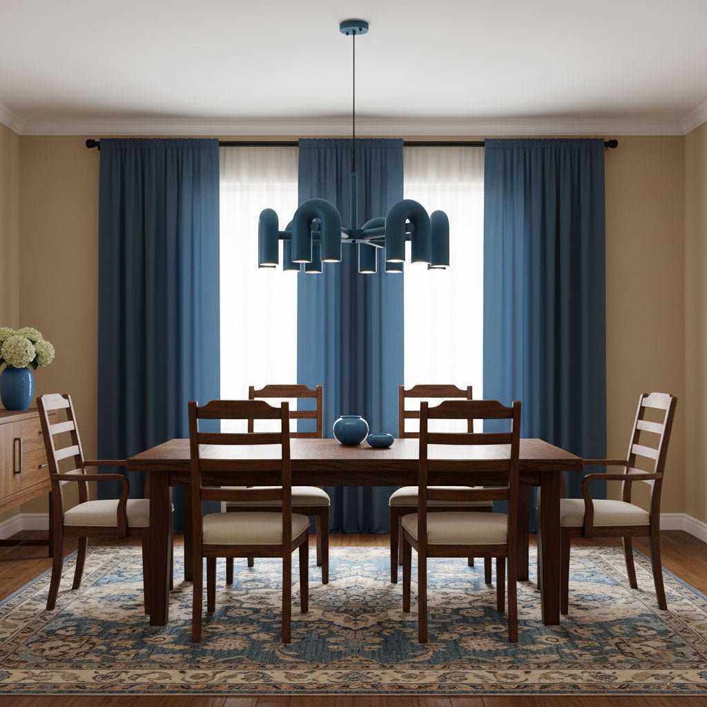 Modular Chandelier with U-Shaped Arms – Adjustable Design – Black, Gray, Orange or Blue – 3, 4, 6 or 8 Lights – Modern Statement Piece | Sansoti