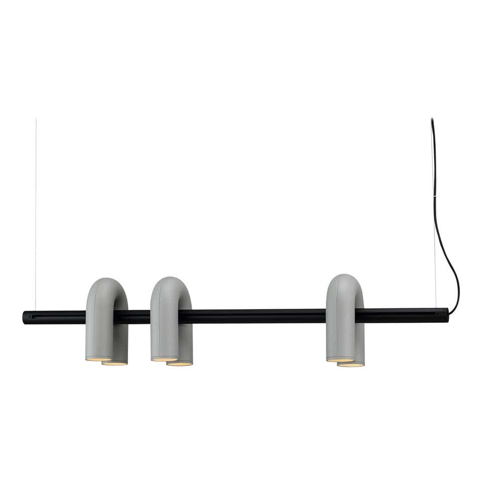 Modular Chandelier with U-Shaped Arms – Adjustable Design – Black, Gray, Orange or Blue – 3, 4, 6 or 8 Lights – Modern Statement Piece | Sansoti