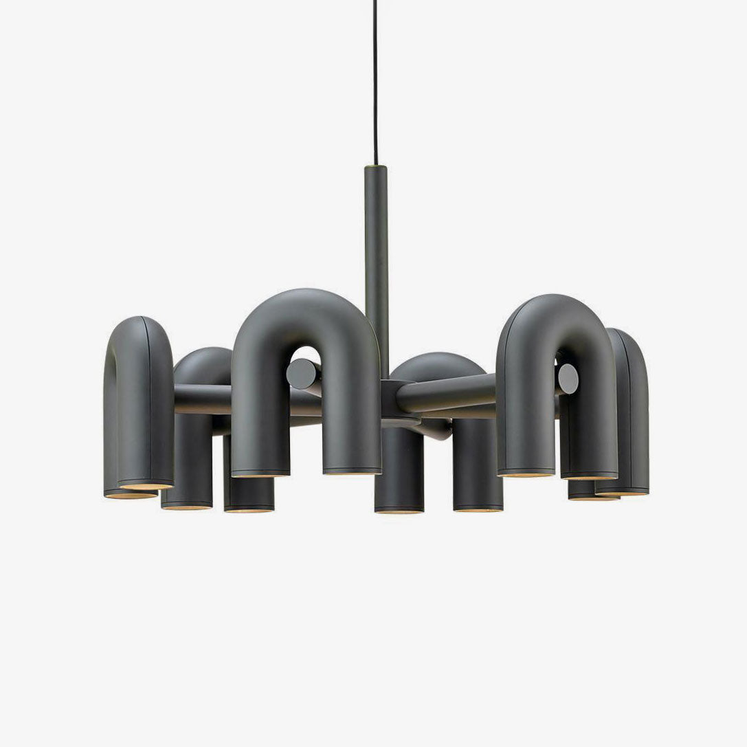 Modular Chandelier with U-Shaped Arms – Adjustable Design – Black, Gray, Orange or Blue – 3, 4, 6 or 8 Lights – Modern Statement Piece | Sansoti