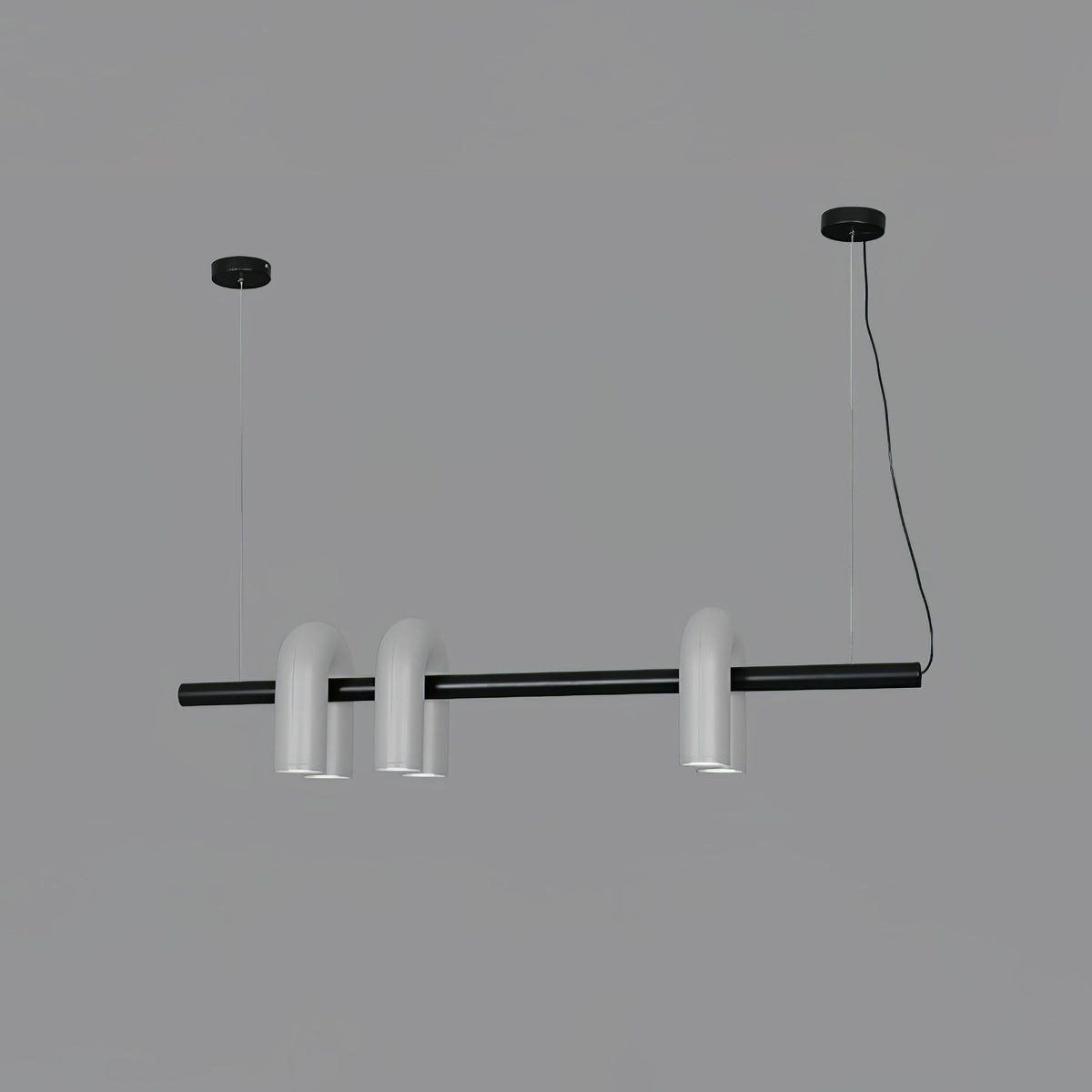 Modular Chandelier with U-Shaped Arms – Adjustable Design – Black, Gray, Orange or Blue – 3, 4, 6 or 8 Lights – Modern Statement Piece | Sansoti