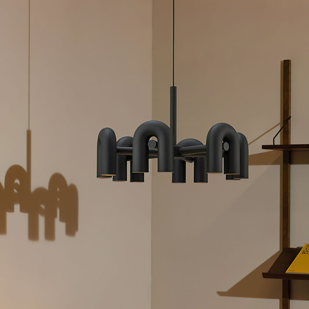 Modular Chandelier with U-Shaped Arms – Adjustable Design – Black, Gray, Orange or Blue – 3, 4, 6 or 8 Lights – Modern Statement Piece | Sansoti