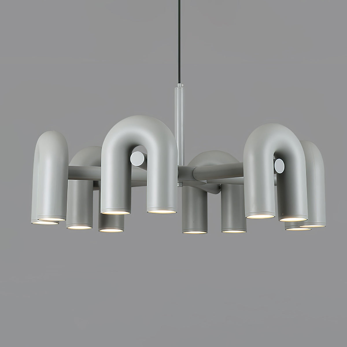 Modular Chandelier with U-Shaped Arms – Adjustable Design – Black, Gray, Orange or Blue – 3, 4, 6 or 8 Lights – Modern Statement Piece | Sansoti
