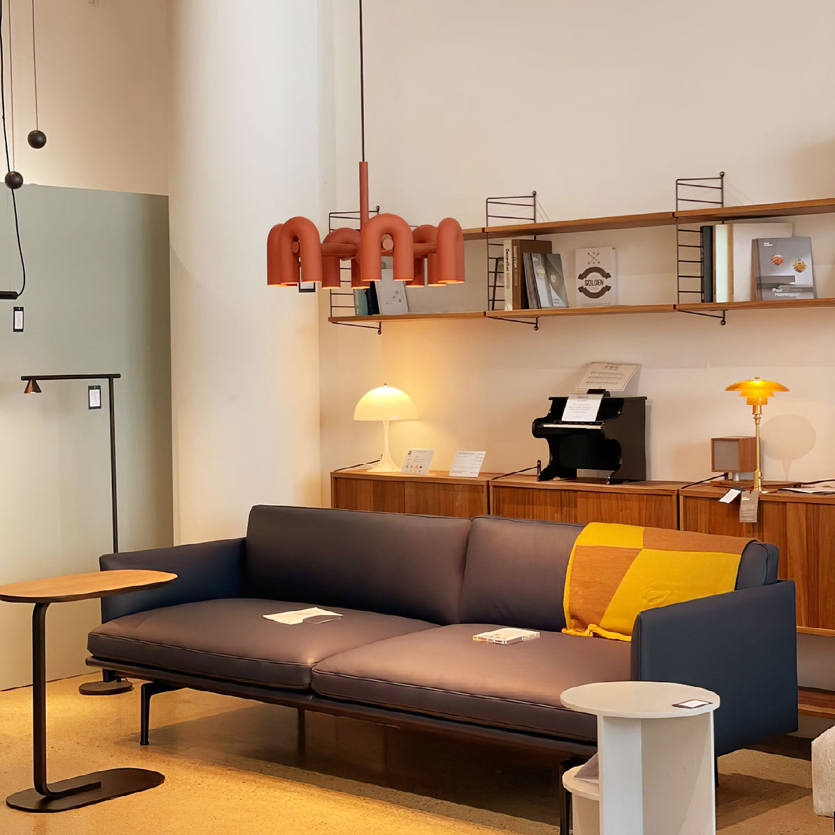 Modular Chandelier with U-Shaped Arms – Adjustable Design – Black, Gray, Orange or Blue – 3, 4, 6 or 8 Lights – Modern Statement Piece | Sansoti