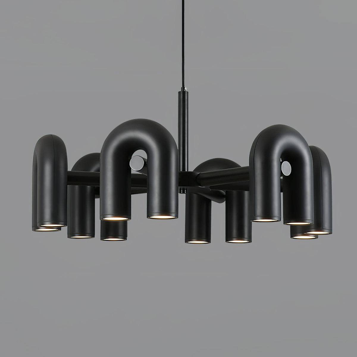 Modular Chandelier with U-Shaped Arms – Adjustable Design – Black, Gray, Orange or Blue – 3, 4, 6 or 8 Lights – Modern Statement Piece | Sansoti