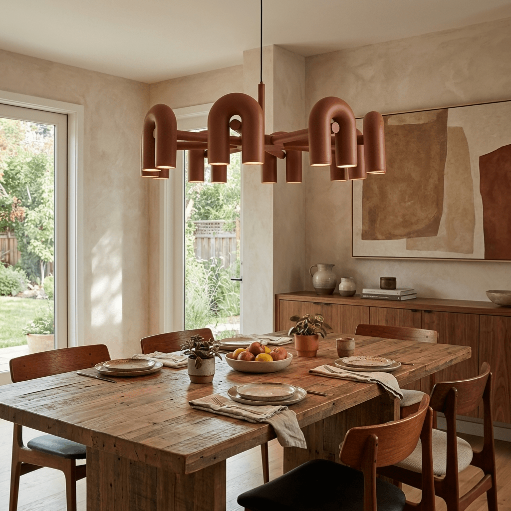 Modular Chandelier with U-Shaped Arms – Adjustable Design – Black, Gray, Orange or Blue – 3, 4, 6 or 8 Lights – Modern Statement Piece | Sansoti