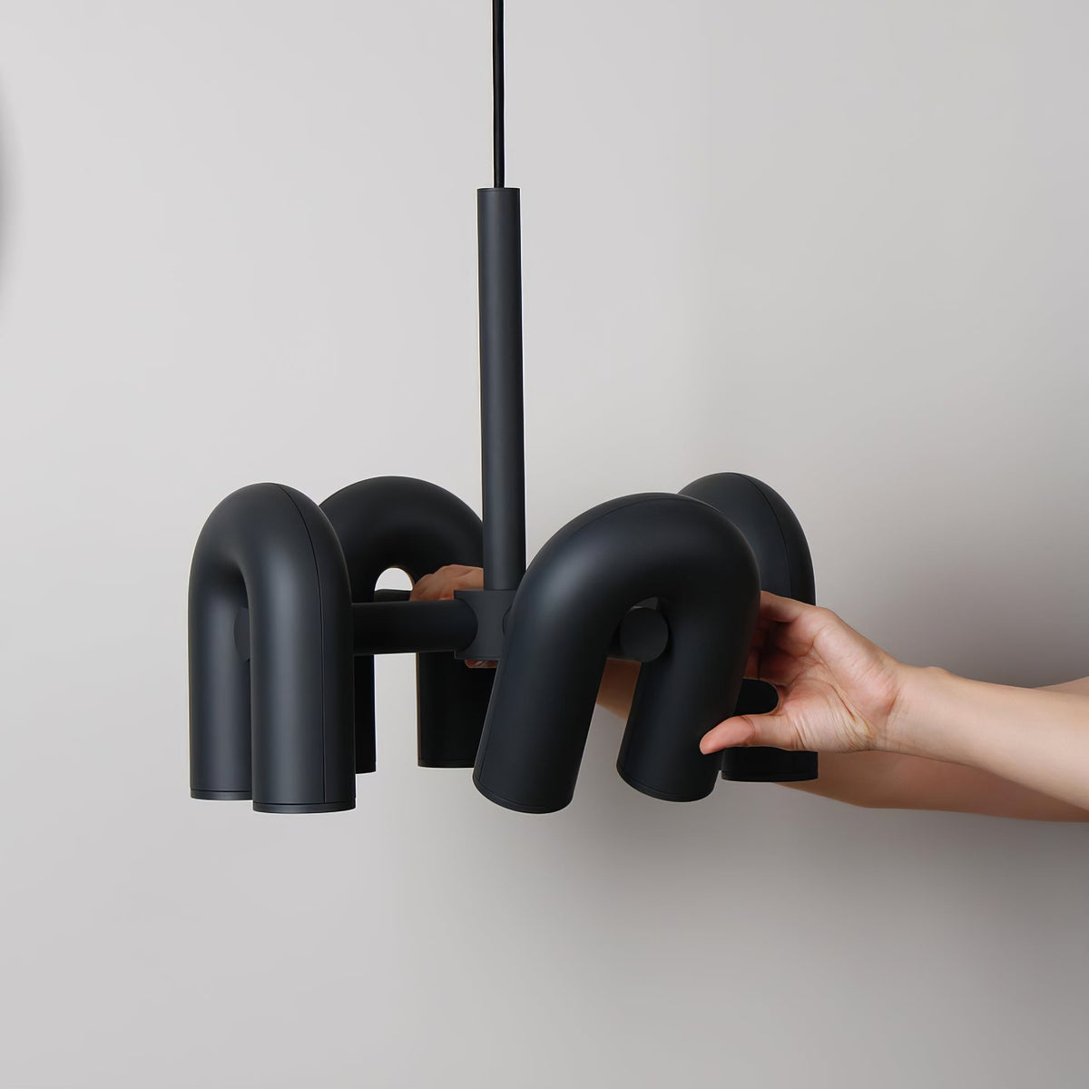 Modular Chandelier with U-Shaped Arms – Adjustable Design – Black, Gray, Orange or Blue – 3, 4, 6 or 8 Lights – Modern Statement Piece | Sansoti