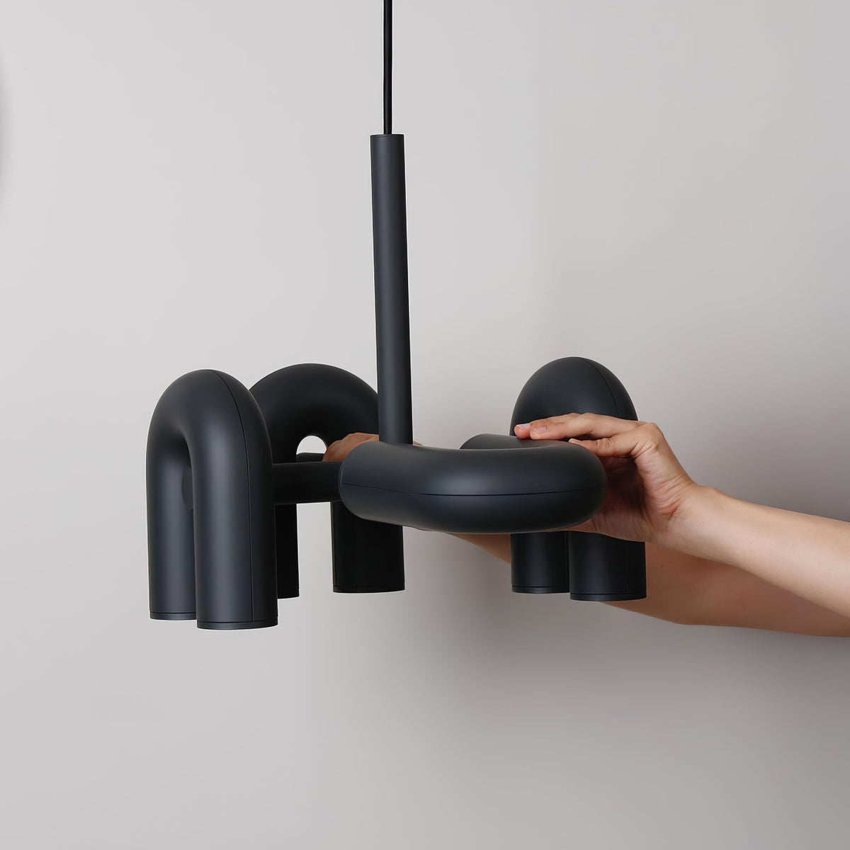 Modular Chandelier with U-Shaped Arms – Adjustable Design – Black, Gray, Orange or Blue – 3, 4, 6 or 8 Lights – Modern Statement Piece | Sansoti