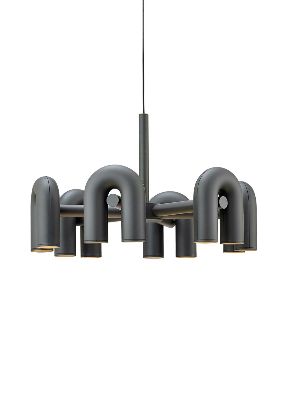 Modular Chandelier with U-Shaped Arms – Adjustable Design – Black, Gray, Orange or Blue – 3, 4, 6 or 8 Lights – Modern Statement Piece | Sansoti