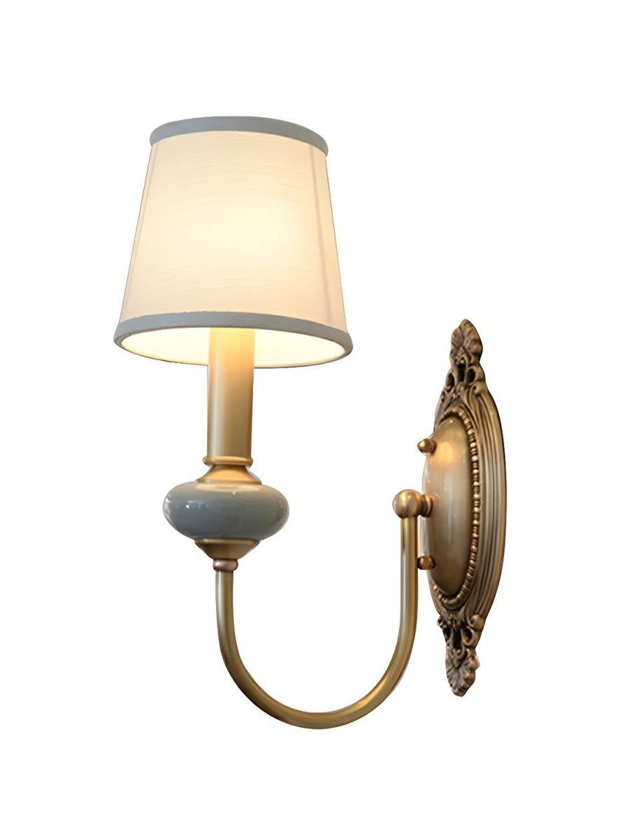 Keramische Wandleuchte mit Stoffschirm - 1 oder 2 Lichtquellen - E27 - verschiedene Farben & Stile | Sansoti