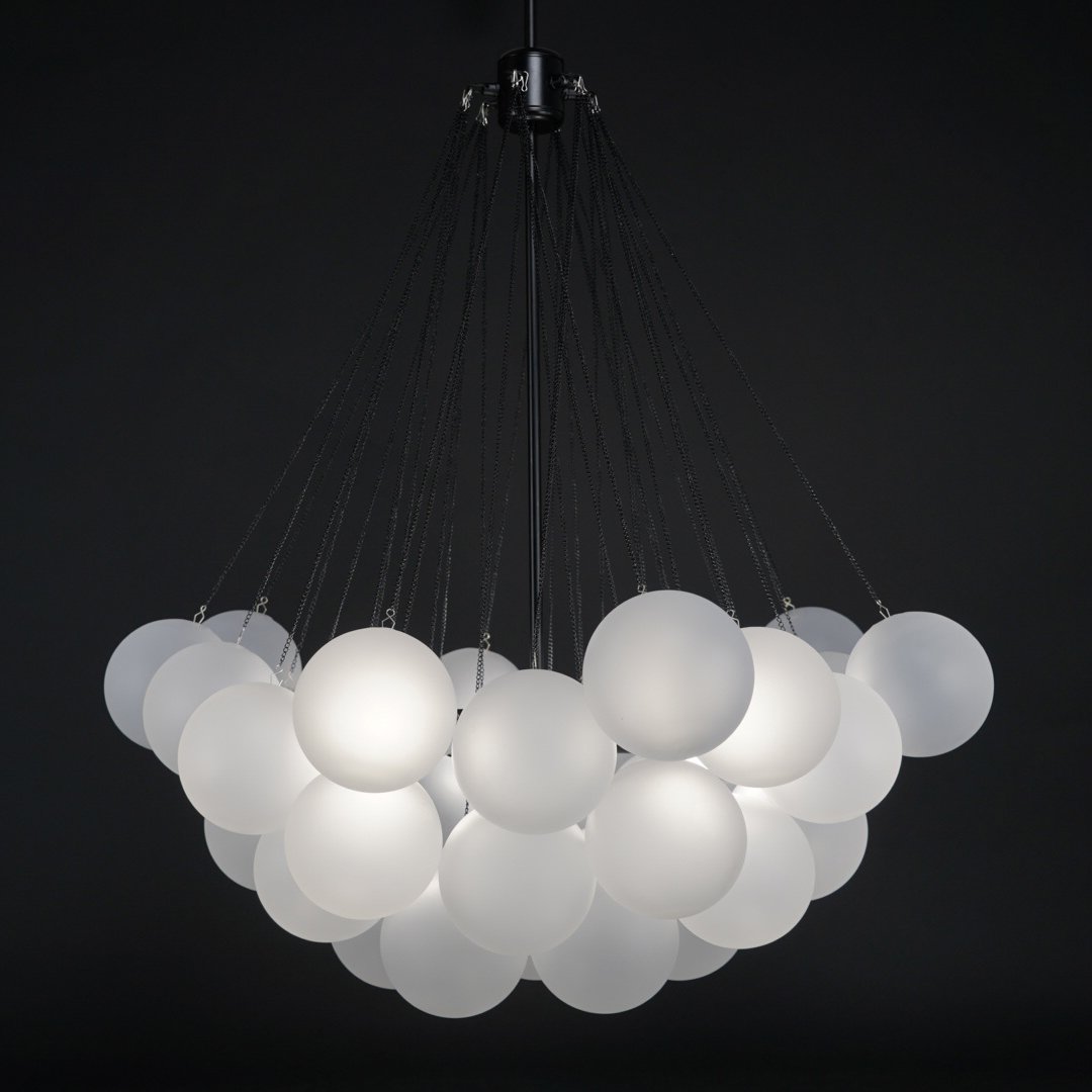 Lámpara colgante de bolas de vidrio, 19-37 bolas, metal dorado, para comedor y salón | Sansoti