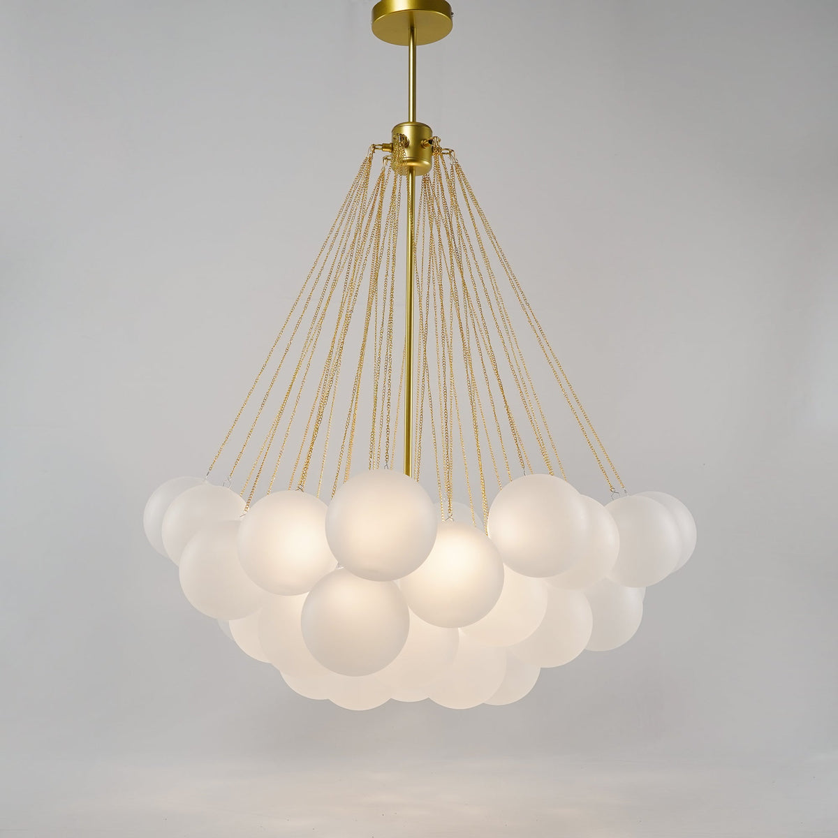 Lámpara colgante de bolas de vidrio, 19-37 bolas, metal dorado, para comedor y salón | Sansoti