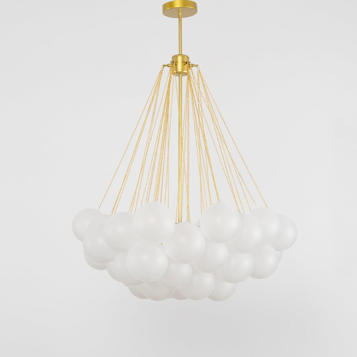 Lámpara colgante de bolas de vidrio, 19-37 bolas, metal dorado, para comedor y salón | Sansoti