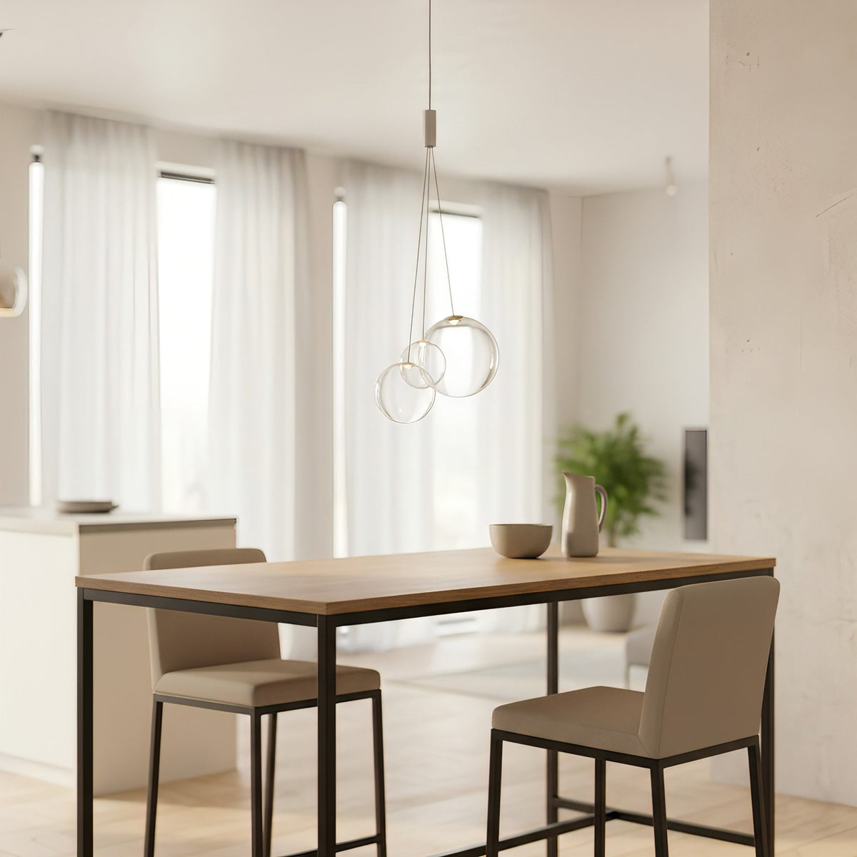 Glazen Hanglamp met Metalen Cluster Bellenbollen Moderne Verlichting | Sansoti