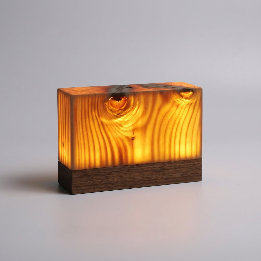 Table Lamp Wood Look Cylinder LED Rechargeable Touch Dimmable Wireless Nightstand Lamp Desk Lamp Ambient Lighting Natural | Sansoti