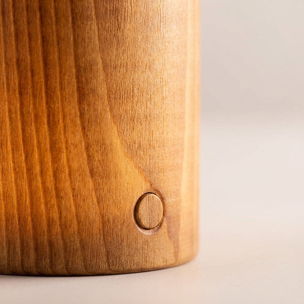 Table Lamp Wood Look Cylinder LED Rechargeable Touch Dimmable Wireless Nightstand Lamp Desk Lamp Ambient Lighting Natural | Sansoti