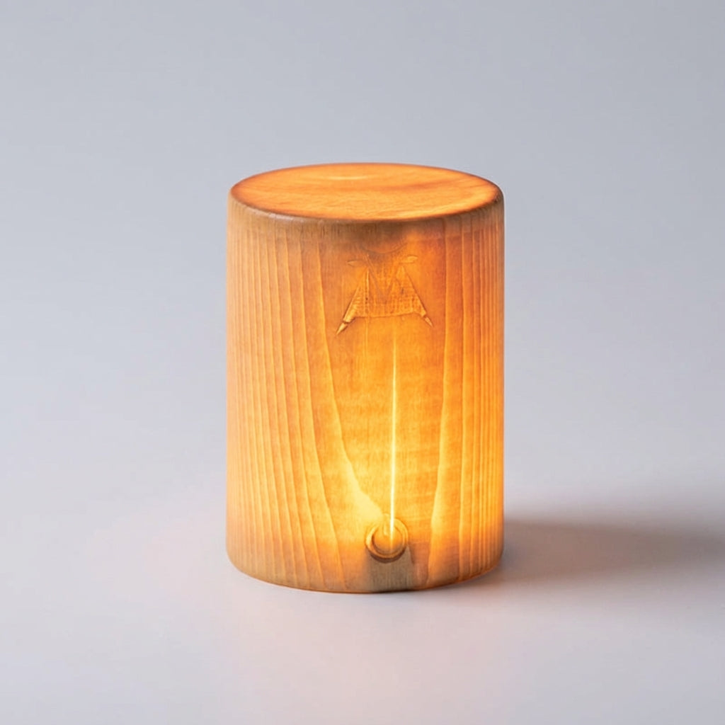 Table Lamp Wood Look Cylinder LED Rechargeable Touch Dimmable Wireless Nightstand Lamp Desk Lamp Ambient Lighting Natural | Sansoti