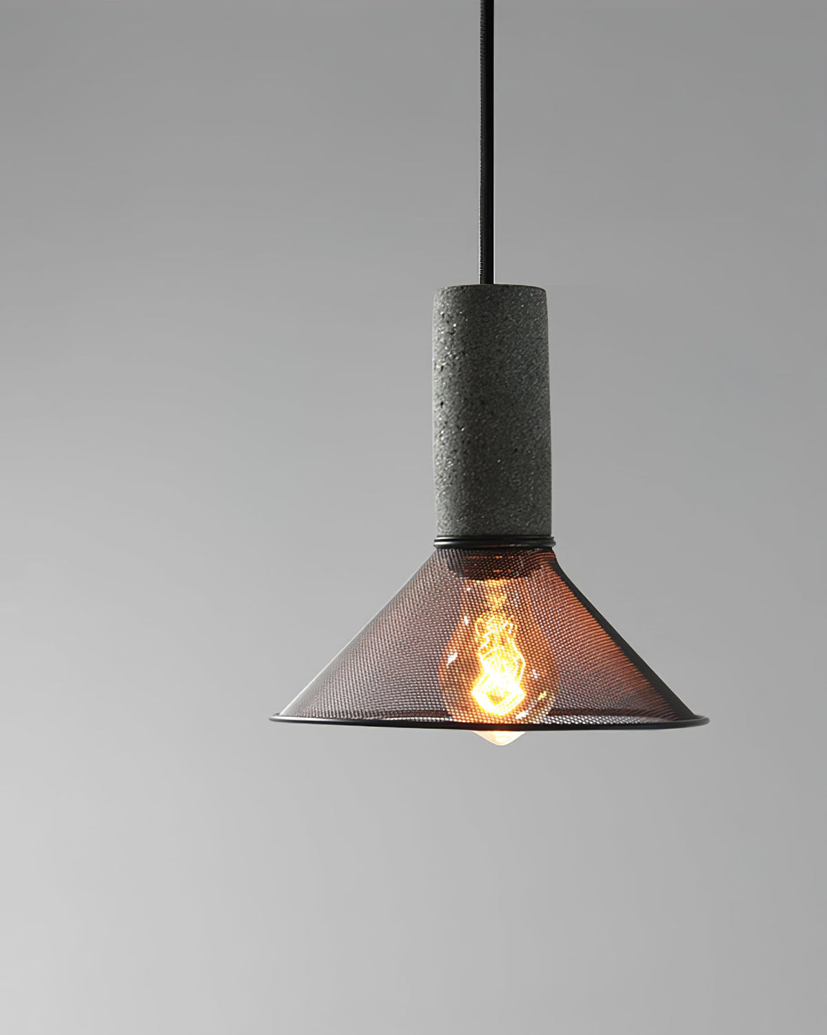 Lámpara colgante de hormigón, industrial, cilíndrica, de metal, negra y gris, E27 | Sansoti