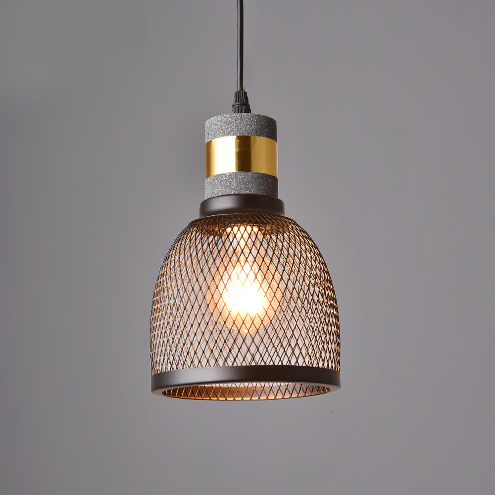 Lámpara colgante de hormigón, industrial, cilíndrica, de metal, negra y gris, E27 | Sansoti