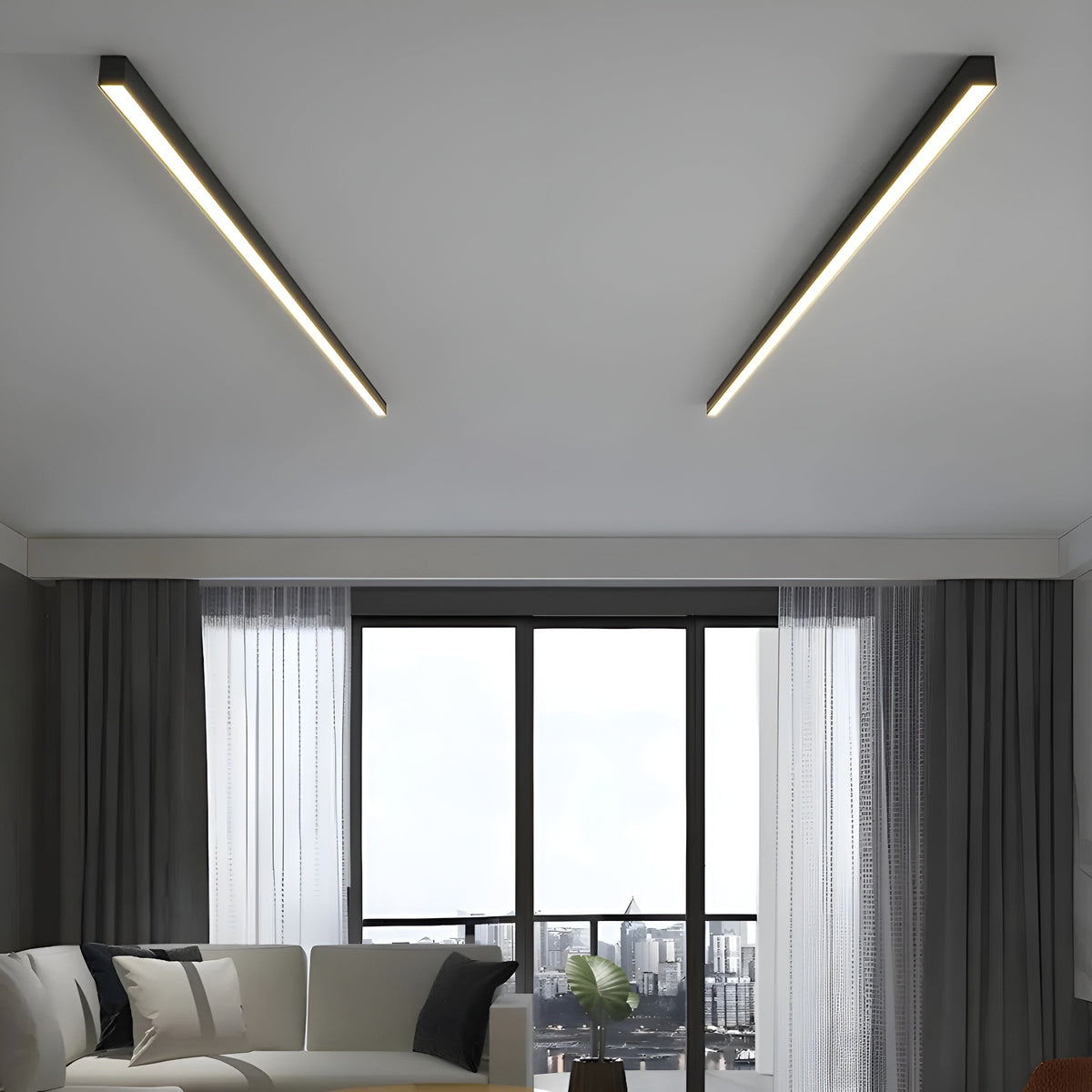 Minimalist LED Ceiling Light Aluminum Strip 60-200cm Dimmable Living Room Bedroom Dining Room Lighting | Sansoti