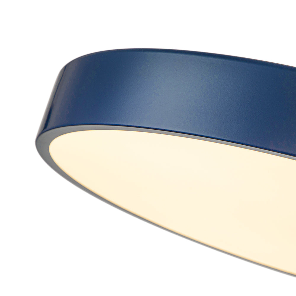 LED Ceiling Lamp Round Blue Brass 40cm 24W Dimmable 5 Color Temperatures Bedroom Kitchen Living Room Entrance Coastal Semi Flush Mount | Sansoti