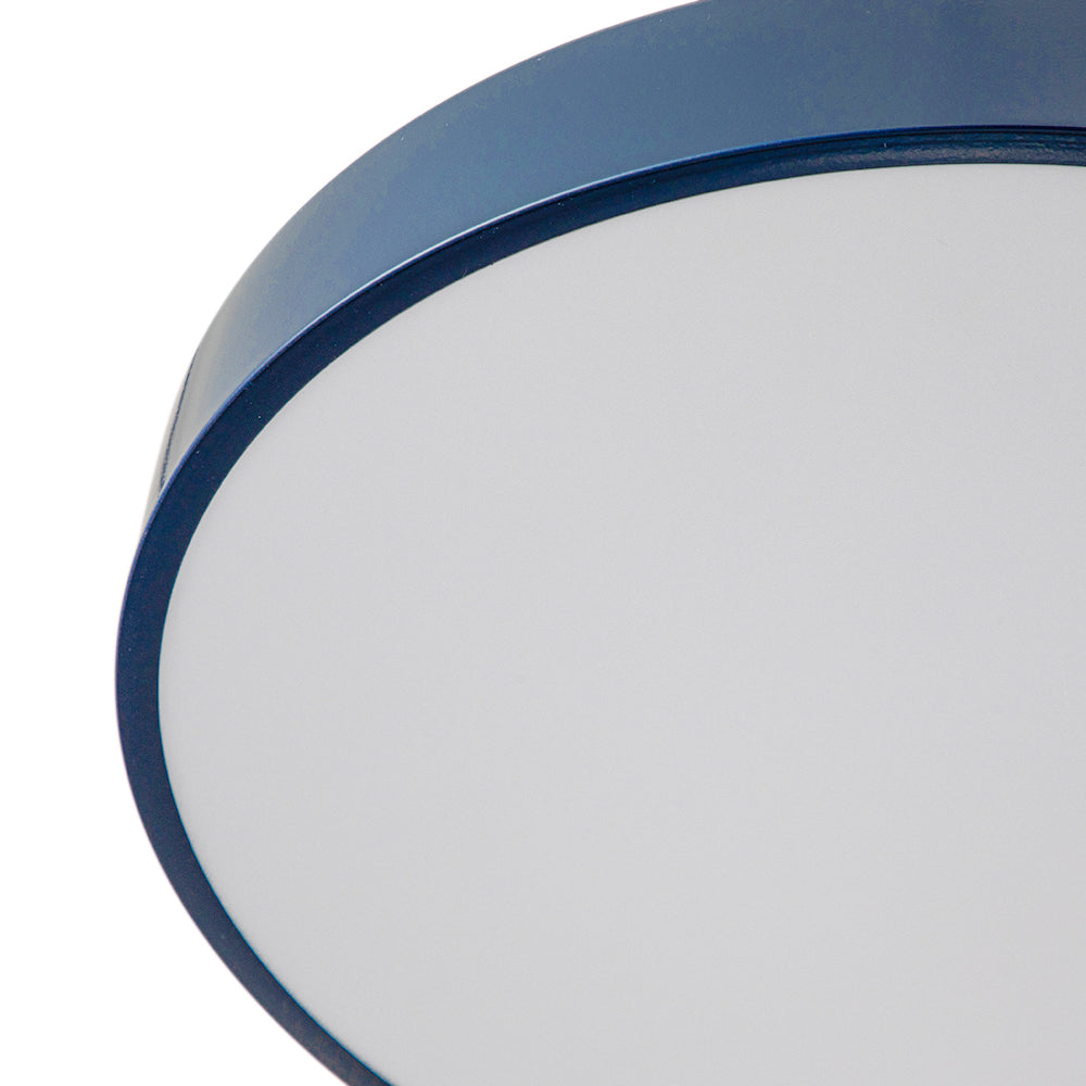 LED Ceiling Lamp Round Blue Brass 40cm 24W Dimmable 5 Color Temperatures Bedroom Kitchen Living Room Entrance Coastal Semi Flush Mount | Sansoti