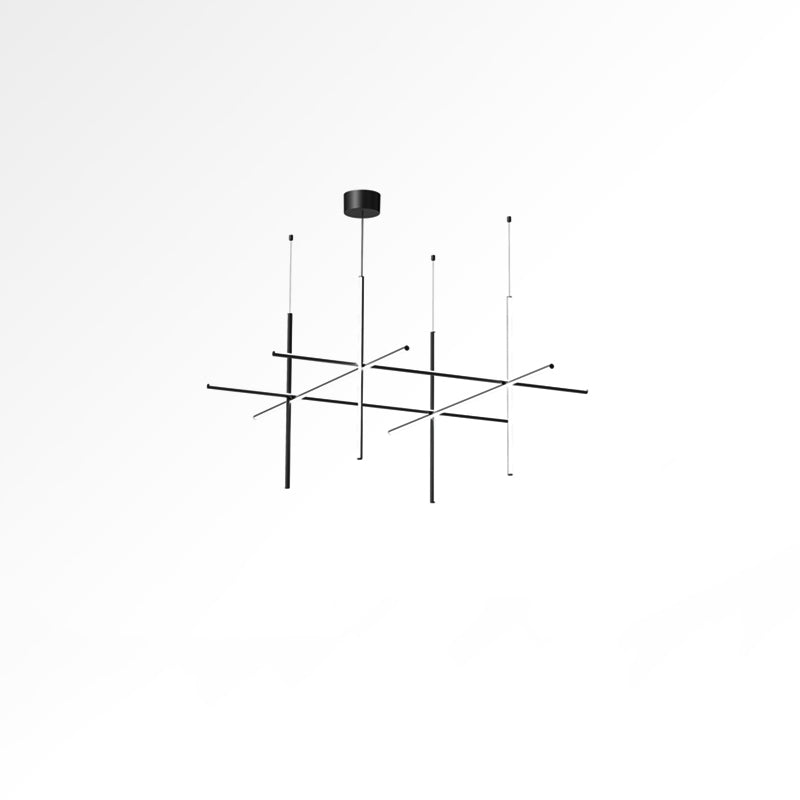 Lustre Gridline LED aluminium or noir salon salle à manger 3000K 4000K 6000K luminaire modulaire linéaire plafonnier | Sansoti