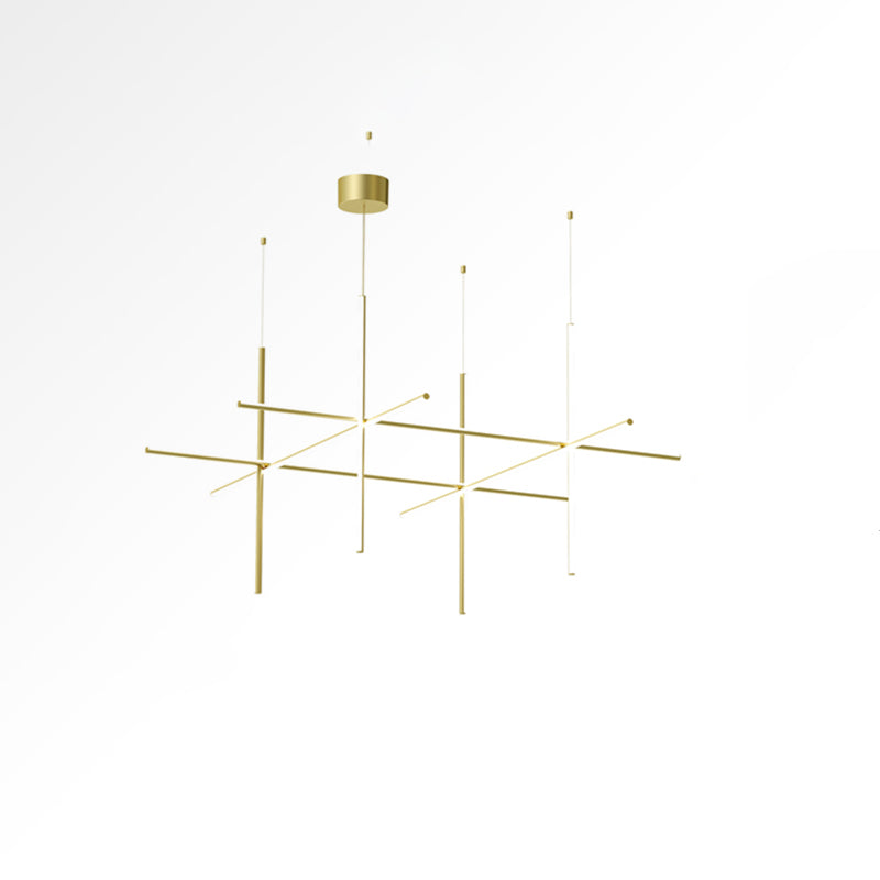 Lustre Gridline LED aluminium or noir salon salle à manger 3000K 4000K 6000K luminaire modulaire linéaire plafonnier | Sansoti