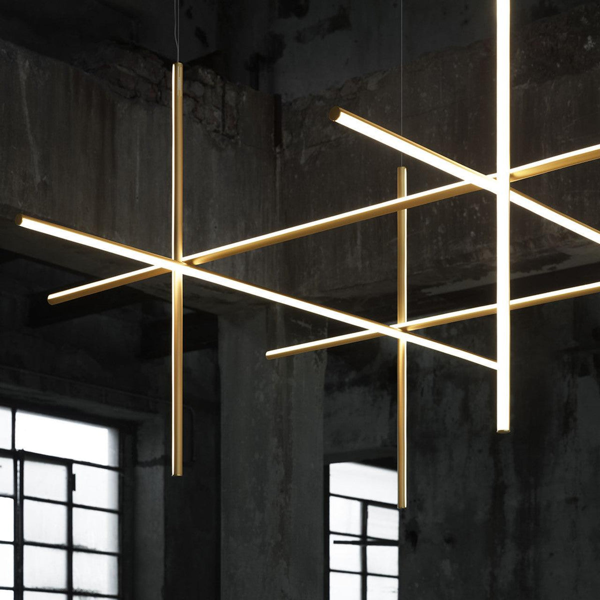 Gridline Chandelier LED Aluminum Gold Black Living Room Dining Room 3000K 4000K 6000K Modular Linear Fixture Ceiling Lamp | Sansoti