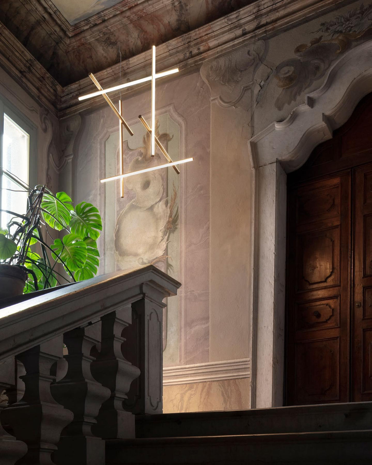 Lustre Gridline LED aluminium or noir salon salle à manger 3000K 4000K 6000K luminaire modulaire linéaire plafonnier | Sansoti