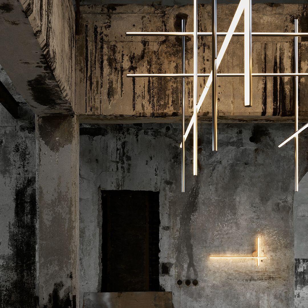 Lustre Gridline LED aluminium or noir salon salle à manger 3000K 4000K 6000K luminaire modulaire linéaire plafonnier | Sansoti