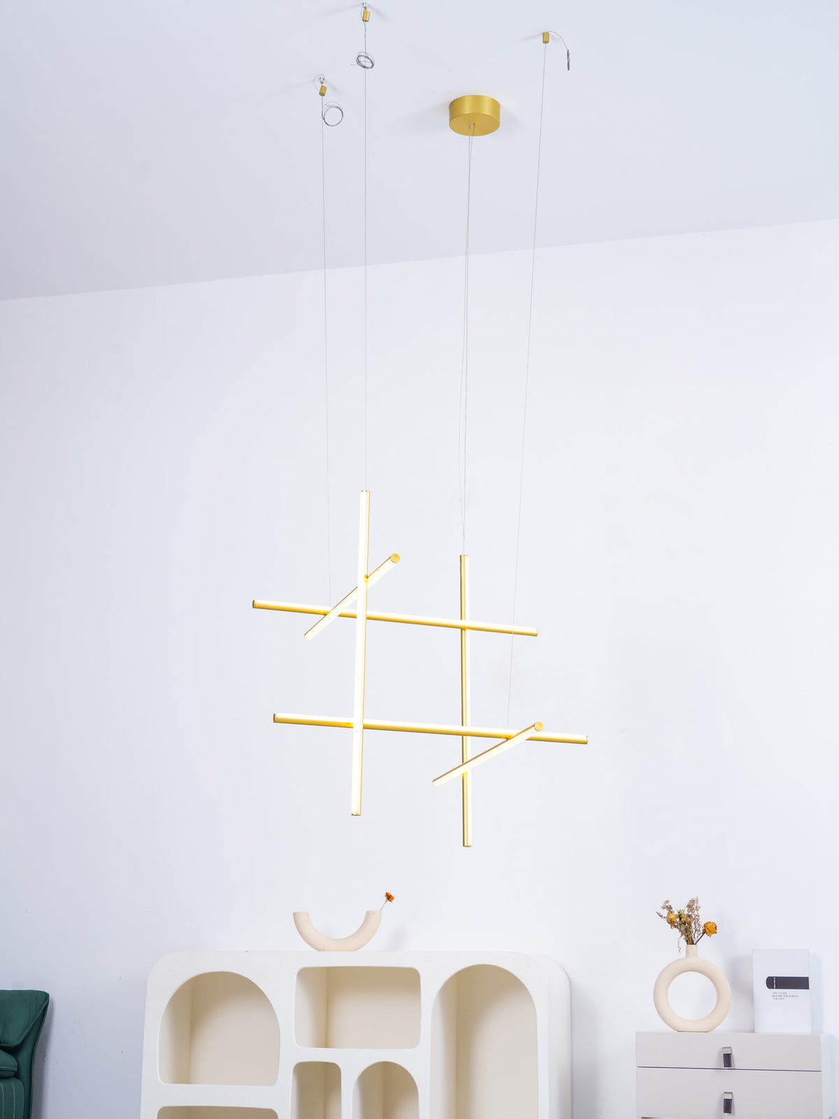 Lustre Gridline LED aluminium or noir salon salle à manger 3000K 4000K 6000K luminaire modulaire linéaire plafonnier | Sansoti