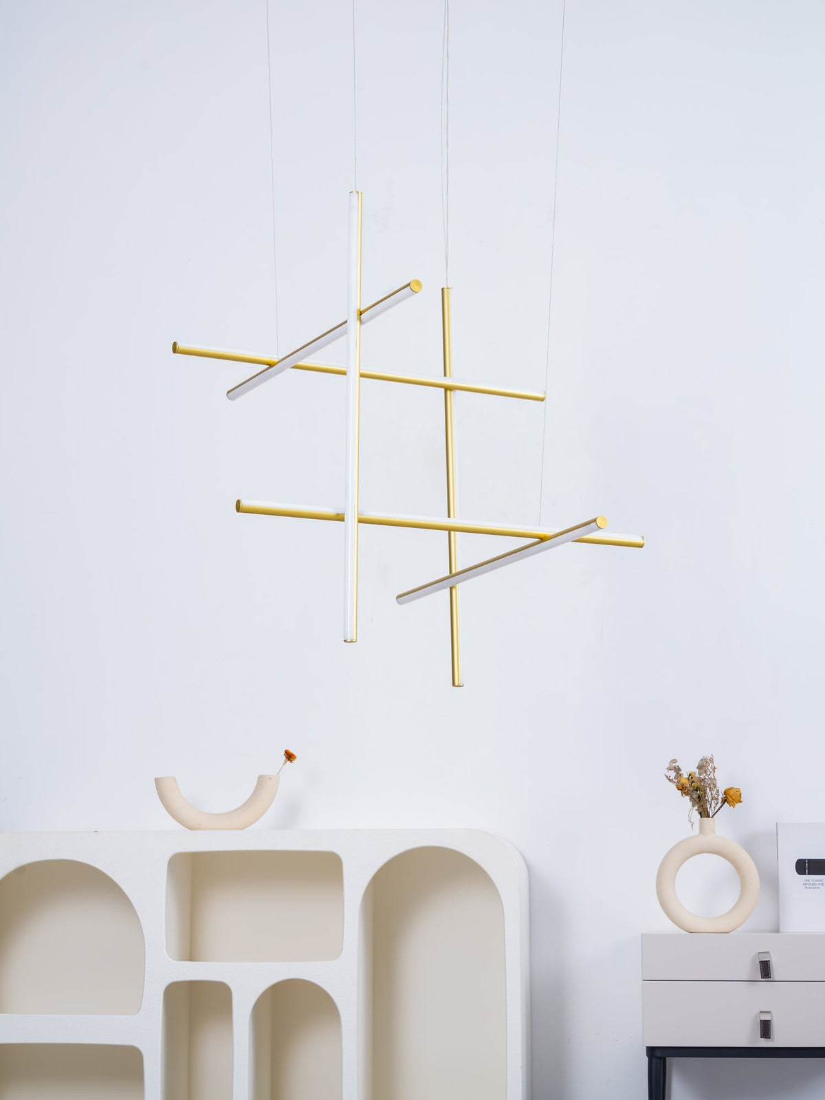 Lustre Gridline LED aluminium or noir salon salle à manger 3000K 4000K 6000K luminaire modulaire linéaire plafonnier | Sansoti