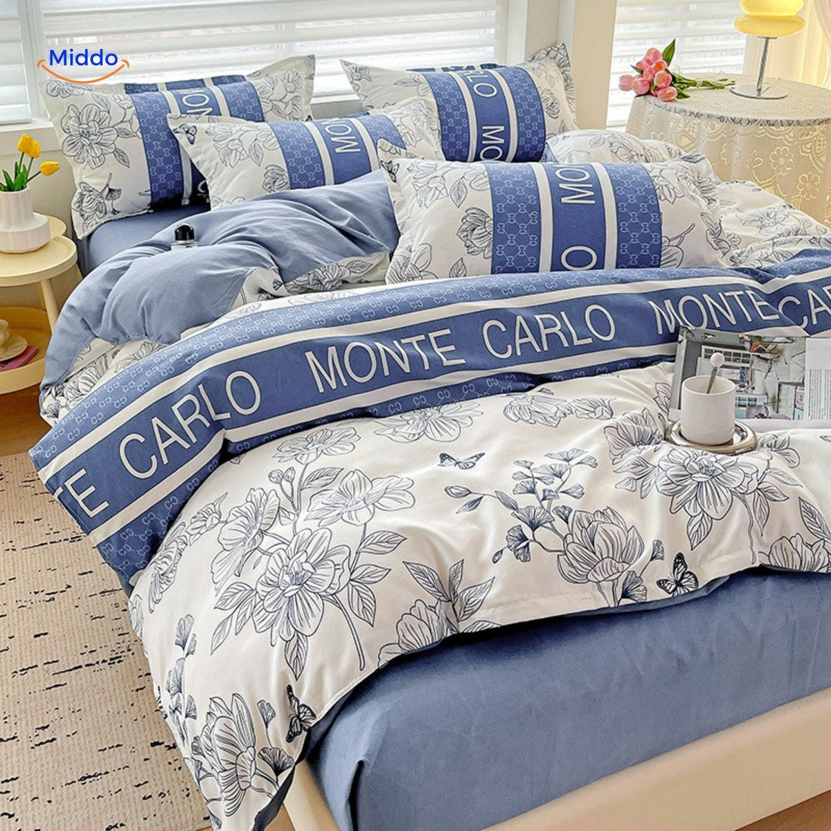 Katoenen Dekbedovertrek Set 4-delig Zacht Ademend Bloemenprint Baby Moeder Beddengoed Comfort Slaapkamer | Sansoti