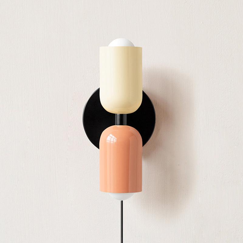 Double Wall Light with Plug Upward and Downward Light Direction Metal Fixture Colored Shade E26 / E27 Socket | Sansoti