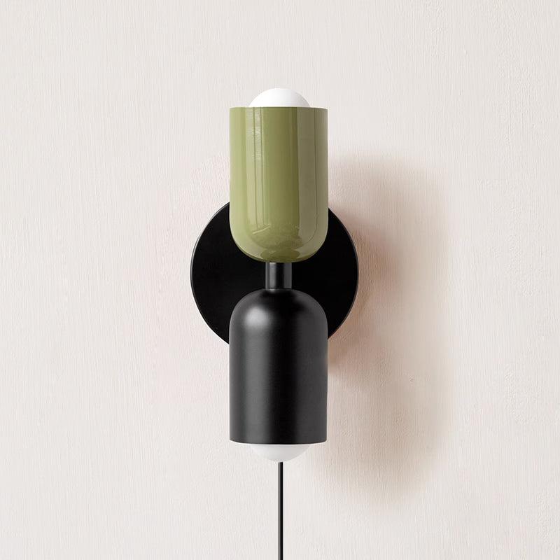 Double Wall Light with Plug Upward and Downward Light Direction Metal Fixture Colored Shade E26 / E27 Socket | Sansoti