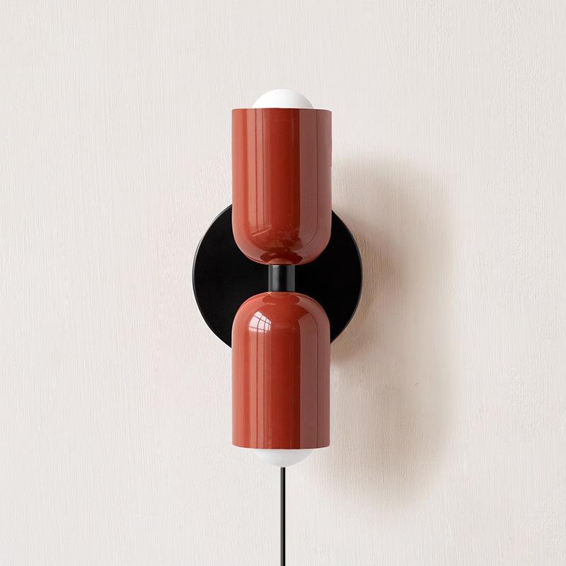 Double Wall Light with Plug Upward and Downward Light Direction Metal Fixture Colored Shade E26 / E27 Socket | Sansoti